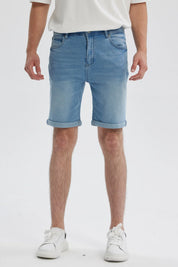 Bermuda Hombre Básica Roll Up Azul Claro