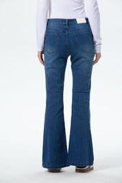 Jeans Mujer Vale Flare Azul denim elástico