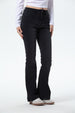 Jeans mujer vale flare negro de denim liso