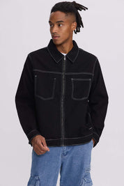 Chaqueta Hombre Costura Negro