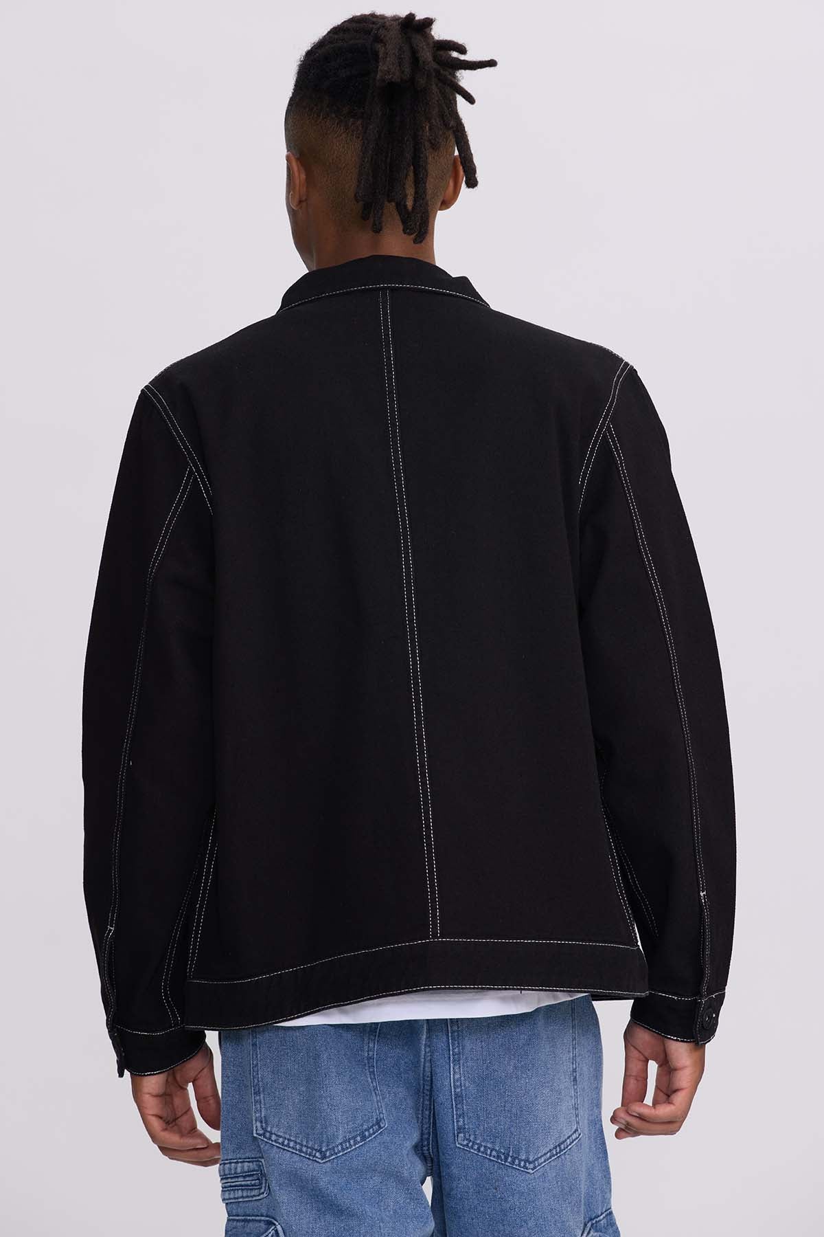 Chaqueta Hombre Costura Negro