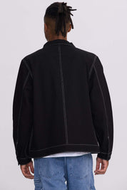 Chaqueta Hombre Costura Negro