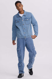 Chaqueta Hombre Denim Clásico Azul Retro