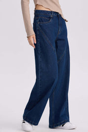 Jeans Mujer Wide Leg Cortes Azul Oscuro