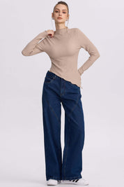 Jeans Mujer Wide Leg Cortes Azul Oscuro