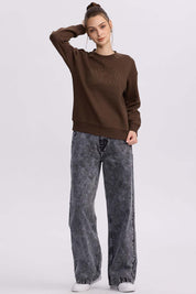 Jeans Mujer Wide Leg Cinturón Gris Oscuro