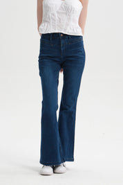 Jeans Mujer Flare Triangle Azul Oscuro