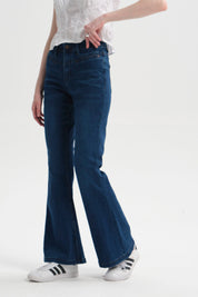 Jeans Mujer Flare Triangle Azul Oscuro