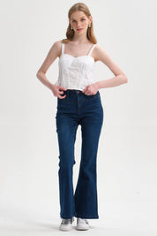 Jeans Mujer Flare Triangle Azul Oscuro