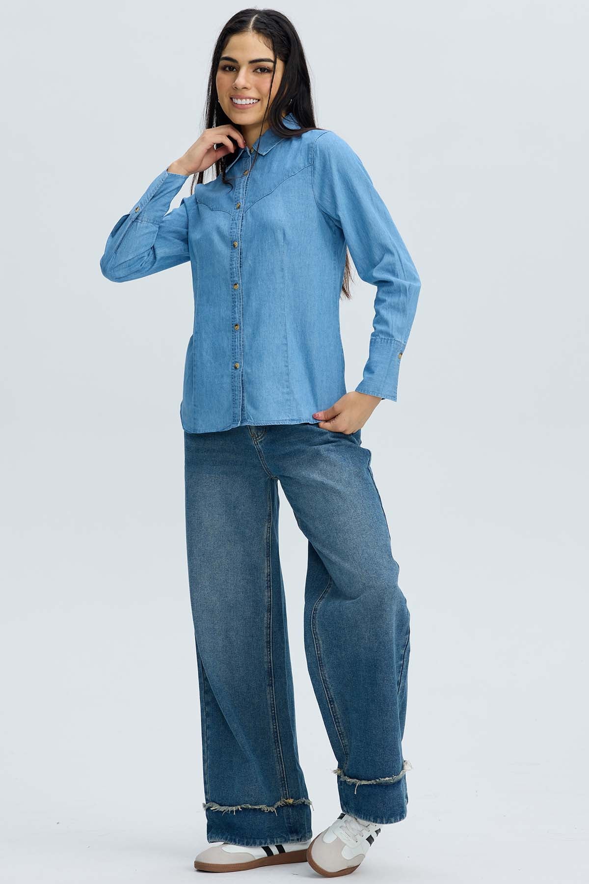 Blusa Mujer Vaquera Azul