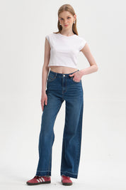 Jeans Mujer Calce Recto Azul Oscuro