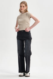 Jeans Mujer Calce Recto Negro