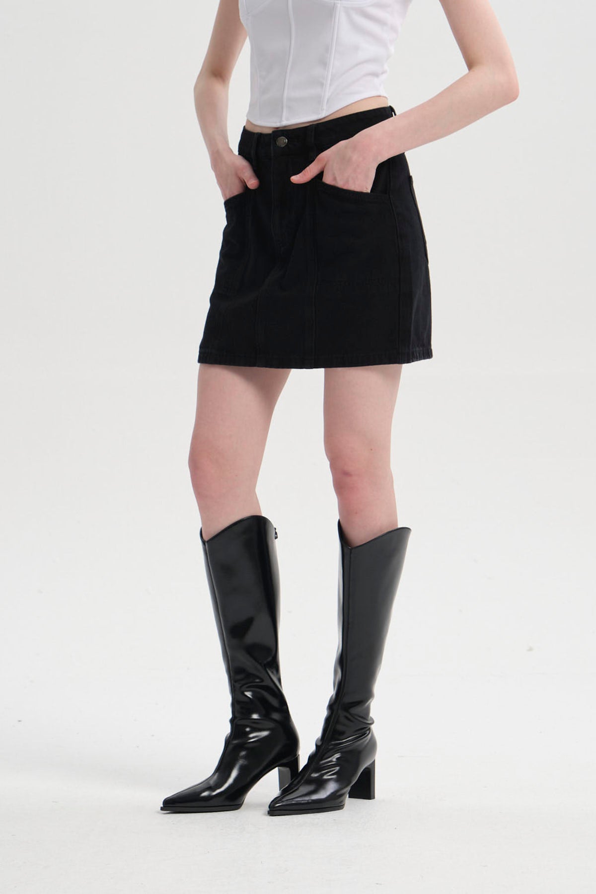 Falda Mujer Corte Bolsillo Negro