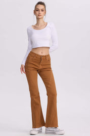 Jeans Mujer Flare Color Line Caramelo