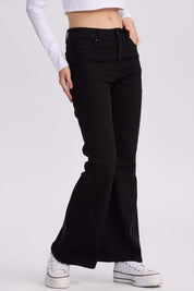 Jeans Mujer Flare Color Line Negro