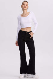 Jeans Mujer Flare Color Line Negro