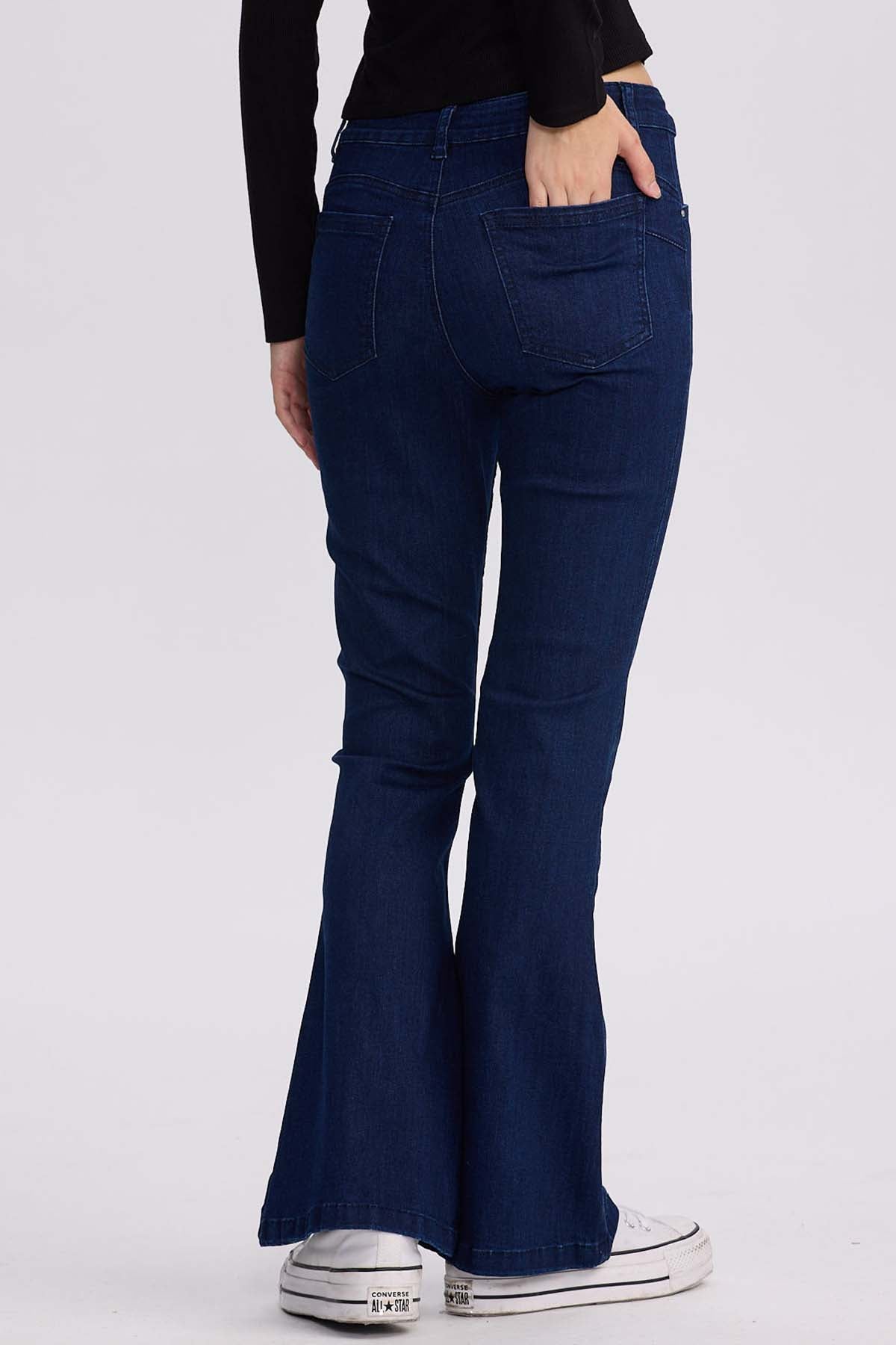 Jeans Mujer Flare Linea Azul Oscuro