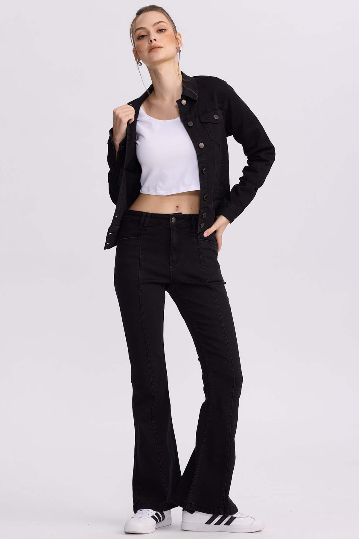 Jeans Mujer Flare Linea Negro