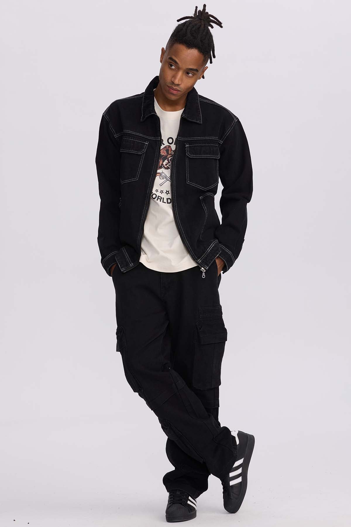 Chaqueta Hombre Doble Bolsillo Negro