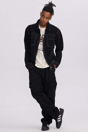 Chaqueta Hombre Doble Bolsillo Negro
