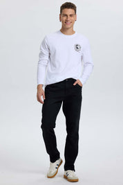 Jeans Hombre 703 Slim Negro de denim elástico