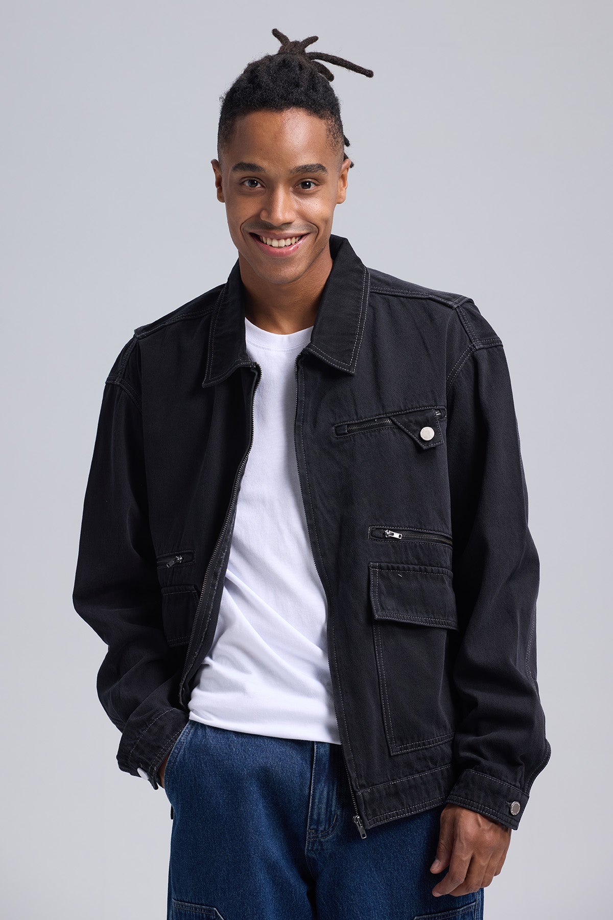 Chaqueta Hombre Denim Gris