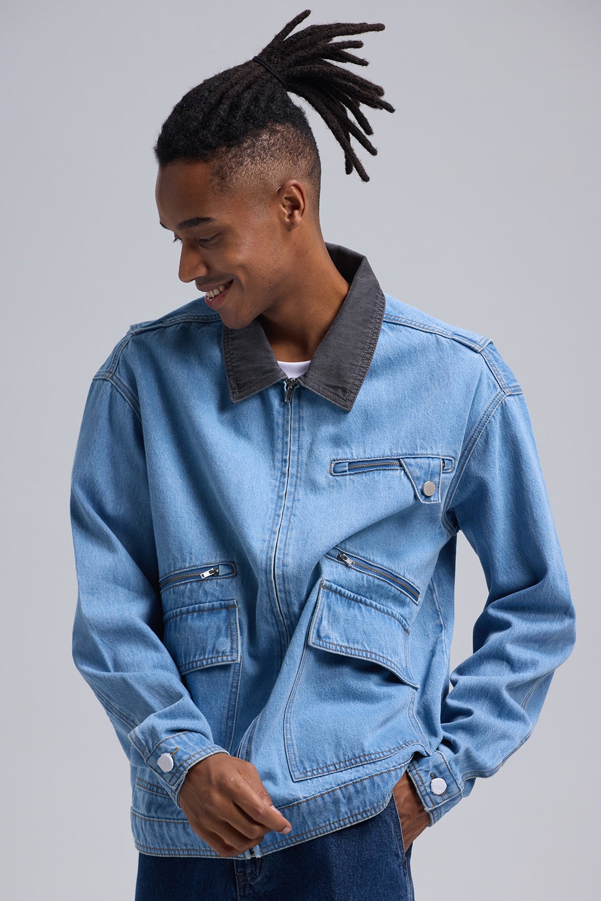 Chaqueta Hombre Denim Azul Claro