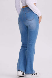 Jeans Mujer Flare Costura Azul Claro