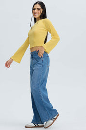 Jeans Mujer Baggy Relax Elasticado Azul