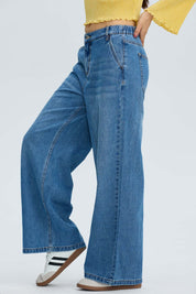 Jeans Mujer Baggy Relax Elasticado Azul