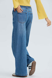 Jeans Mujer Baggy Relax Elasticado Azul