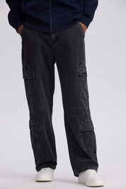 Jeans Hombre Doble Cargo Negro