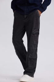 Jeans Hombre Doble Cargo Negro
