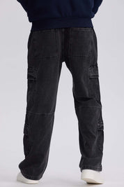 Jeans Hombre Doble Cargo Negro