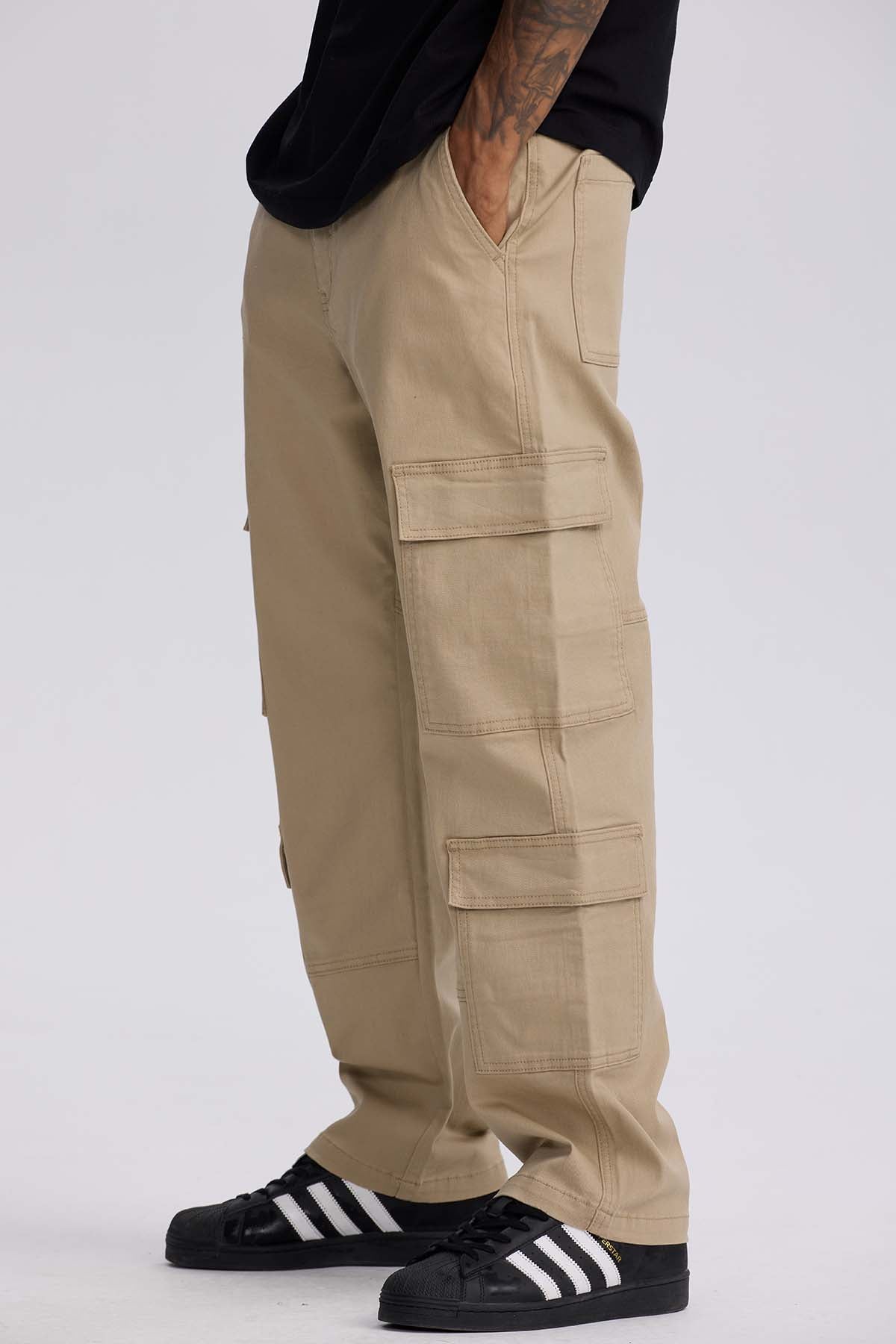 Jeans Hombre Doble Cargo Color Arena