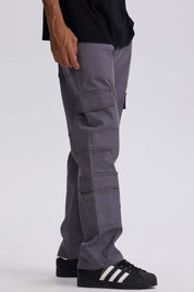Jeans Hombre Doble Cargo Color Gris Claro