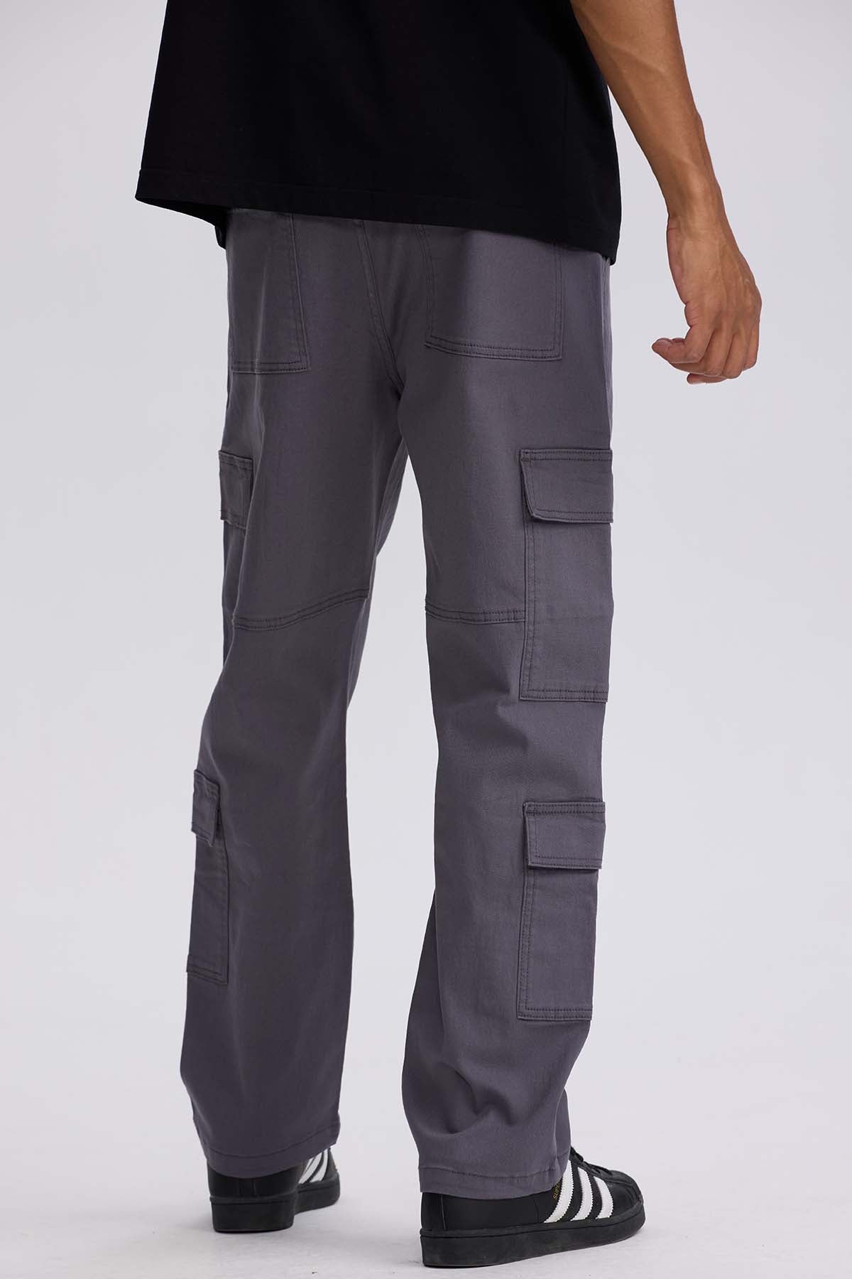 Jeans Hombre Doble Cargo Color Gris Claro