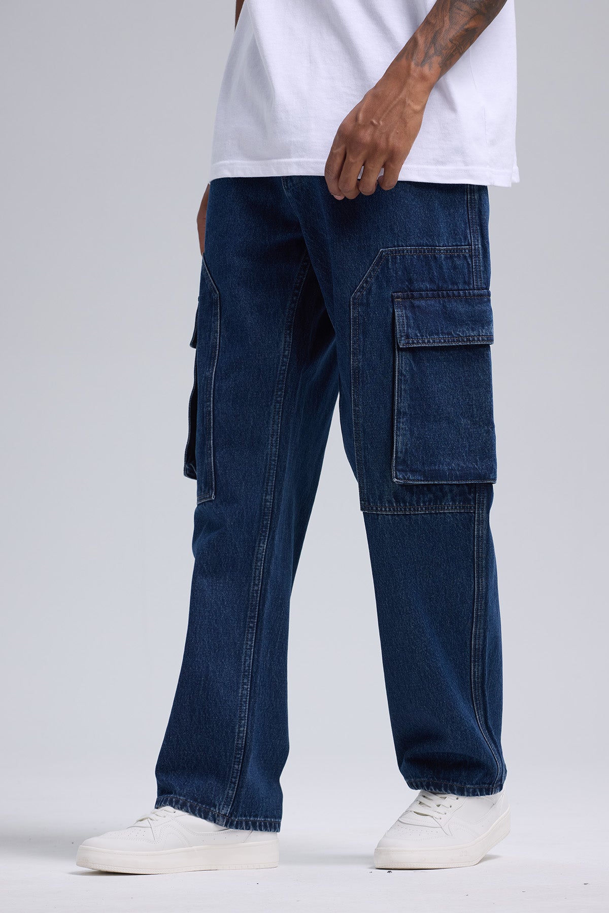 Jeans Hombre Doble Cargo Azul Retro