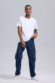 Jeans Hombre Doble Cargo Azul Retro