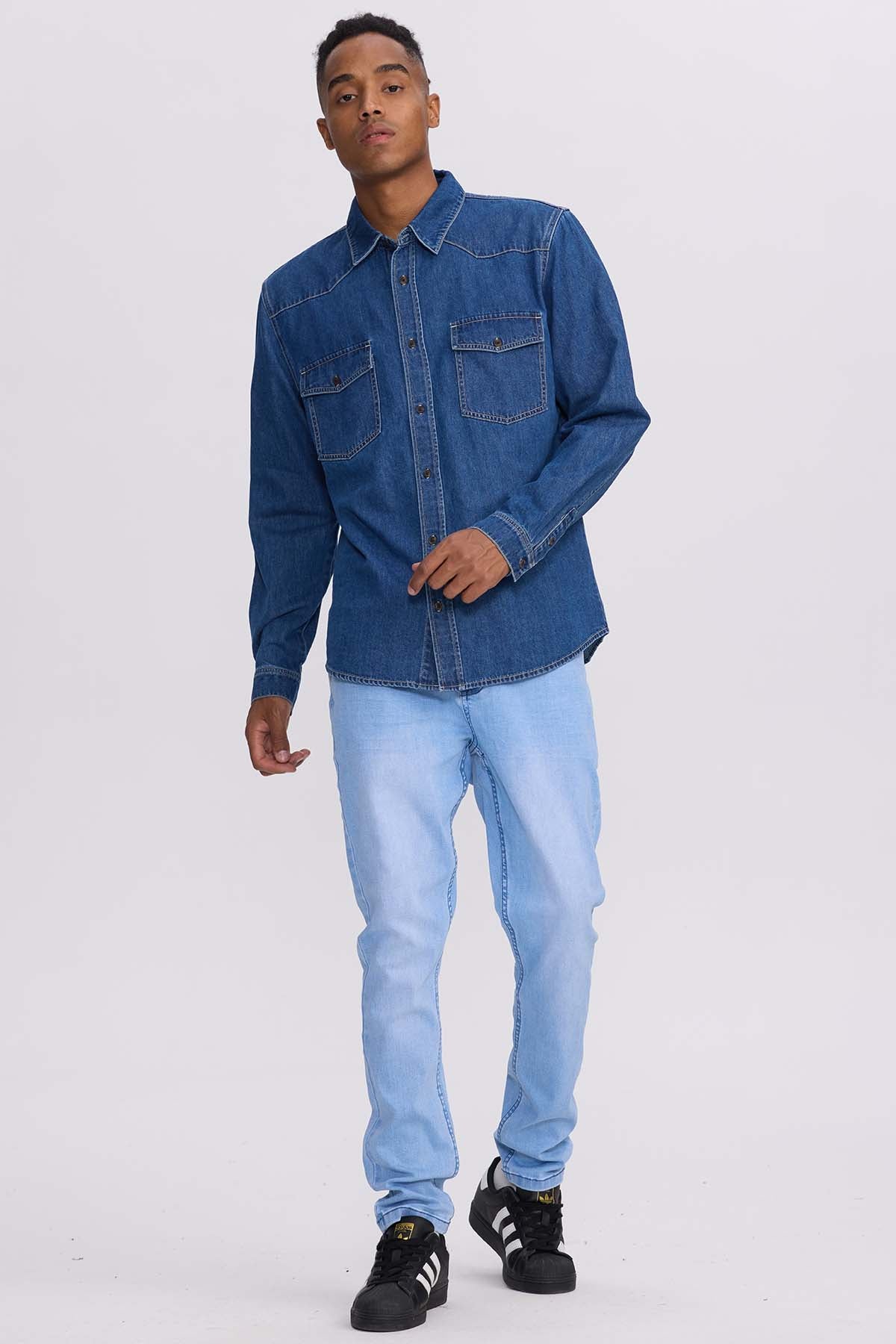 Camisa Hombre Denim Colores Azul