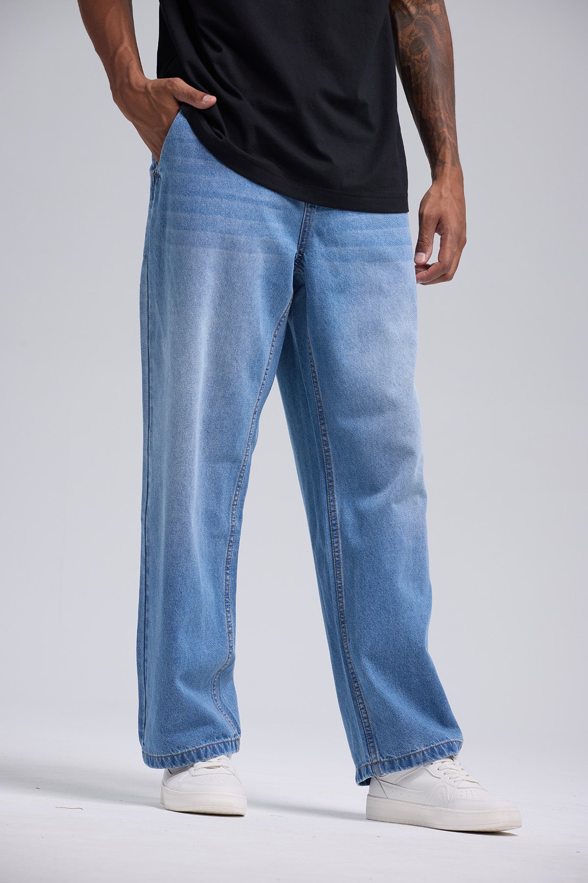 Jeans Hombre Baggy Western Azul Retro