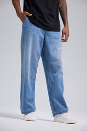 Jeans Hombre Baggy Western Azul Retro