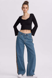 Jeans Mujer Calce Recto Cinta Azul