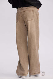 Jeans Mujer Baggy Cinturón Caqui