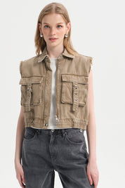 Chaqueta Mujer Cargo Caqui