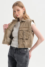 Chaqueta Mujer Cargo Caqui