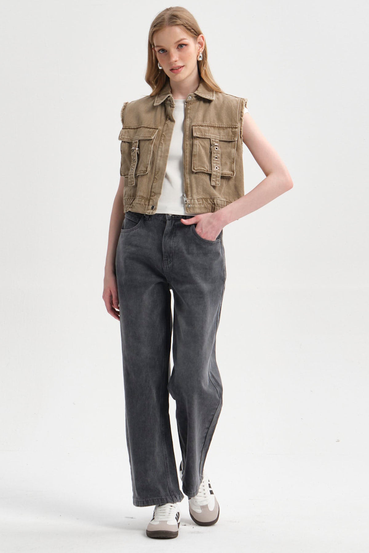Chaqueta Mujer Cargo Caqui