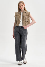 Chaqueta Mujer Cargo Caqui