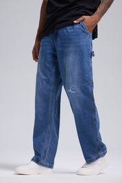 Jeans Hombre Baggy Rotura Azul Claro