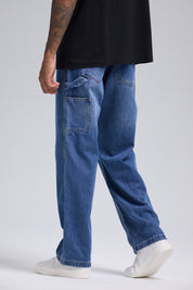 Jeans Hombre Baggy Rotura Azul Claro